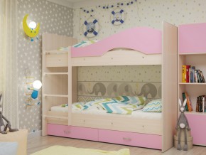 Кровать 2-х ярусная Мая с ящиками на латофлексах розовая в Карталах - kartaly.magazinmebel.ru | фото