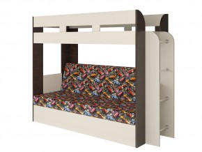 Кровать двухъярусная Карамель 75 венге ткань машинки в Карталах - kartaly.magazinmebel.ru | фото